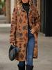 Faux Fur Winter New Women's Single-Button Chinese Style Printed Long Coat Jacket