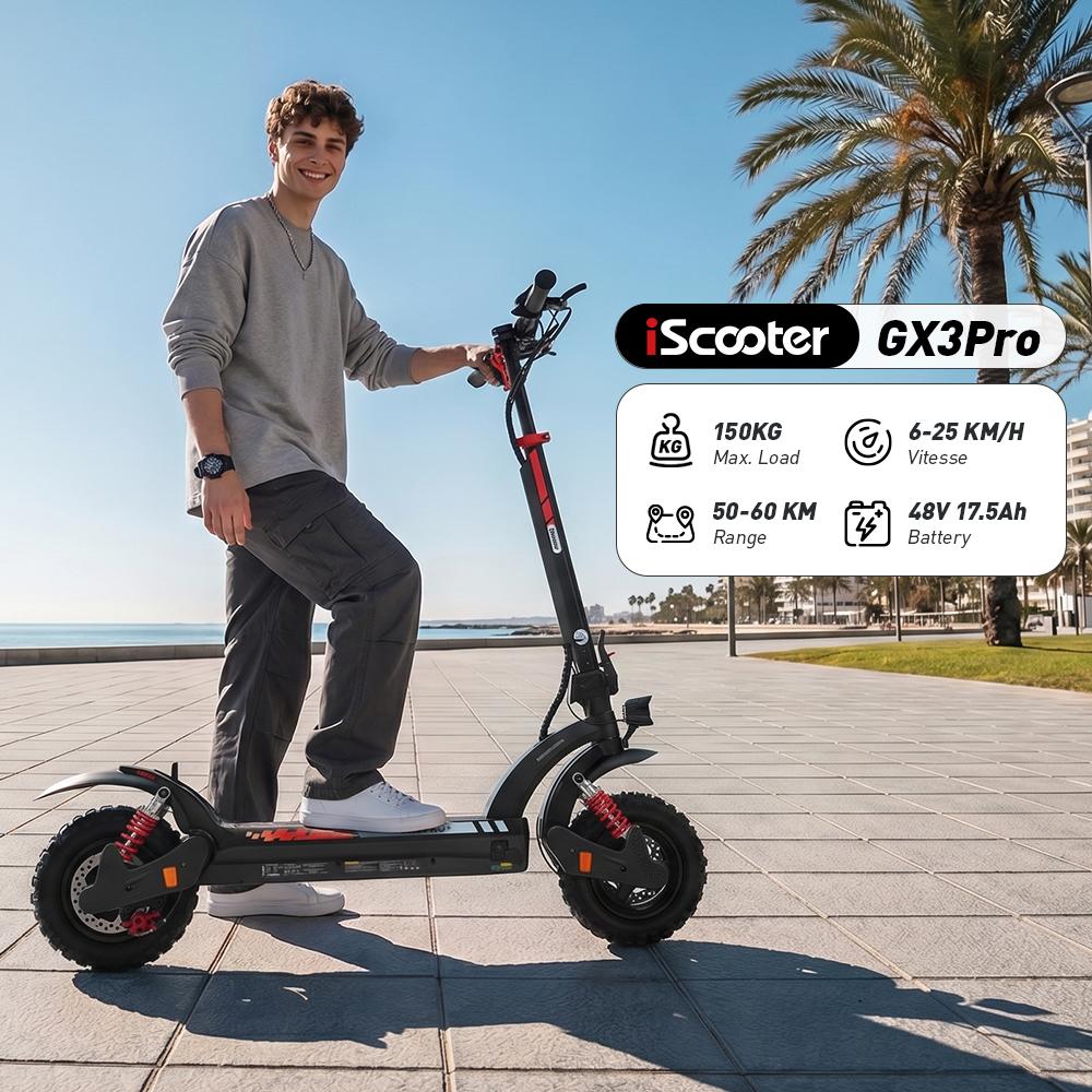 iScooter GX3 Pro Electric Scooter1200W 15.6Ah 11'' Off-Road Tires 25KM/H Max Speed 45KM+ Range Adult Electric Scooters