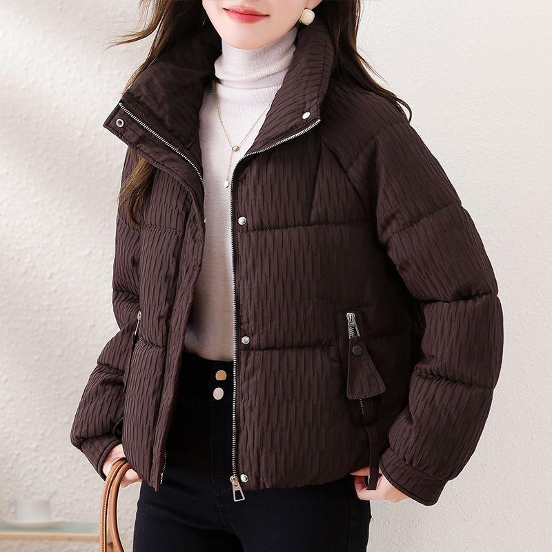 Winterjas voor Dames Nieuwe Opstaande Kraag Dons Katoen Mode Warm Koudebestendig Jassen Dames Dikke Korte Katoenen Parka Jassen