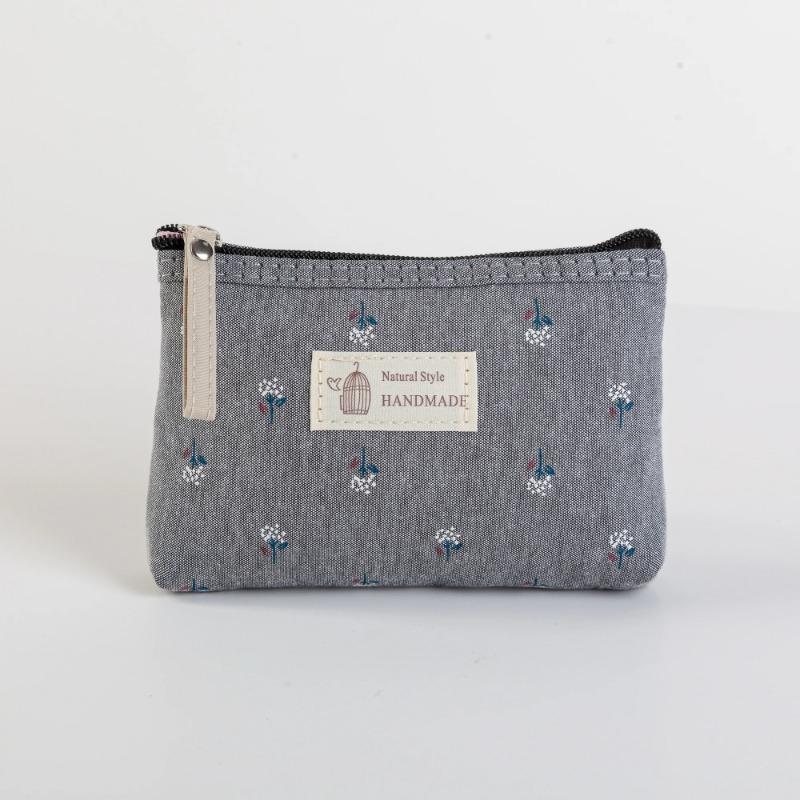 Холщовая косметичка с принтом для женщин, водонепроницаемая, портативная, стильная, студенческая, пенал для хранения, дорожная сумка для туалетных принадлежностей серый