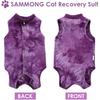 SAWMONG Cat Surgery Recovery Suit,Breathable Cat Onesie After Surgery Spay Surgical,E-Collar Alternative Non-Lick Pet Body Suit Purple S