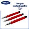 Megacast Fiberglass Scratch Brush Pens Coin Electronic Rust and Corrosion Removal - 3-Pack - Jewelry, Watches, Cleaning, Applications,