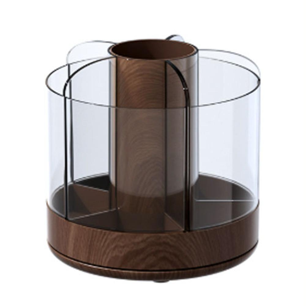 360 Rotating Rotating Makeup Organizer Woodgrain Cosmetics Storage Box  Home Organization