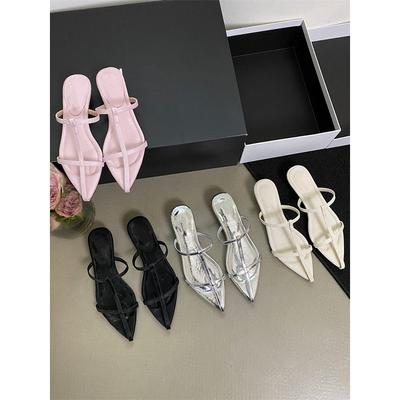Korean Version of Pointed Cross with Outer Slippers Open-toed Sexy Beach Shoes 2025 Summer Niche Mid-heel Wedge Sandals