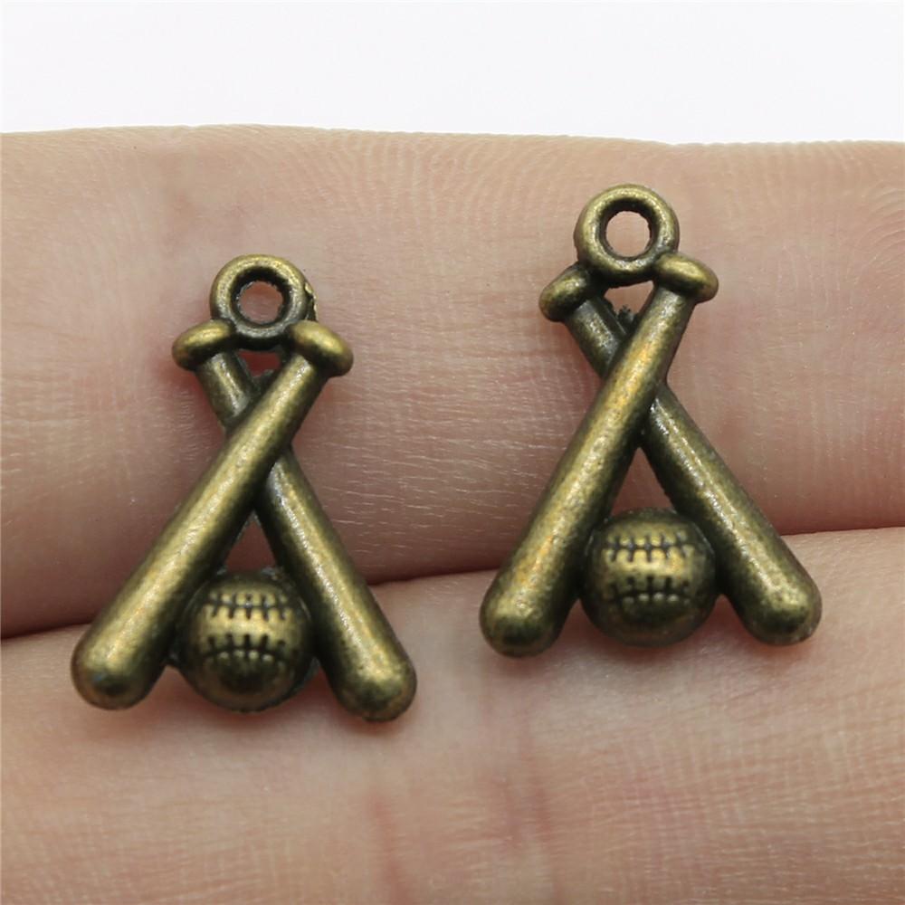 20pcs Sport Charms Baseball & Softball Charms Antique Bronze Silver Color Pendants DIY Crafts Making Findings For Jewelry Making