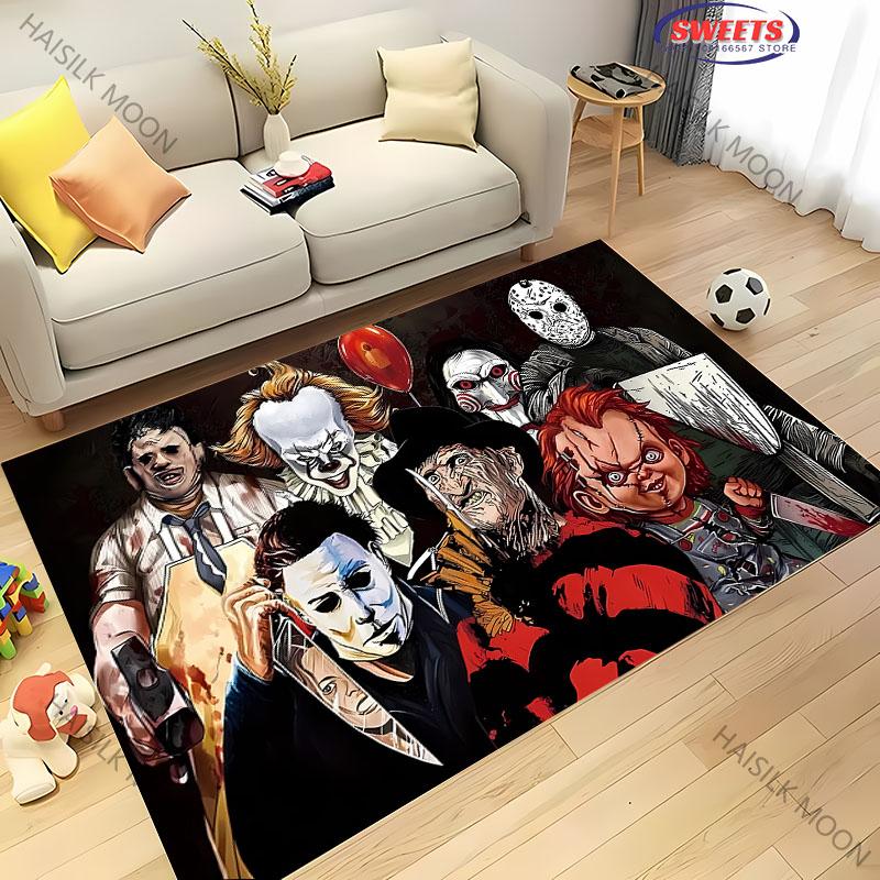 3D Halloween Horror Thriller Theme Carpet Living Room Bedroom Sofa Large Area Decorative Mat Soft Non-slip Four Seasons Rug Gift