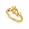 925 Sterling Silver Gold Vermeil Double Cross Puzzle Women Ring
