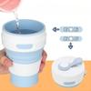 1pc 450ml Foldable Portable Telescopic Water Cup Outdoor Travel Silicone Coffee Cup Straw Cup with Buckle Save Space