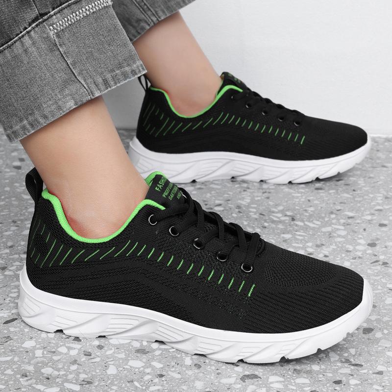 Herrsneakers Mesh Andningsbara Trendiga Snörning Lätta Svarta Promenadskor Stor Storlek Man Tenissko Zapatillas Hombre