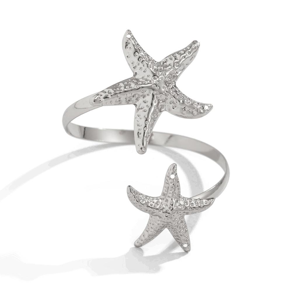 Silver Starfish Arm Cuff Bracelets Zinc Zinc Alloy Flower Upper Arm Bracelet Star Armband Arm Chain  Party