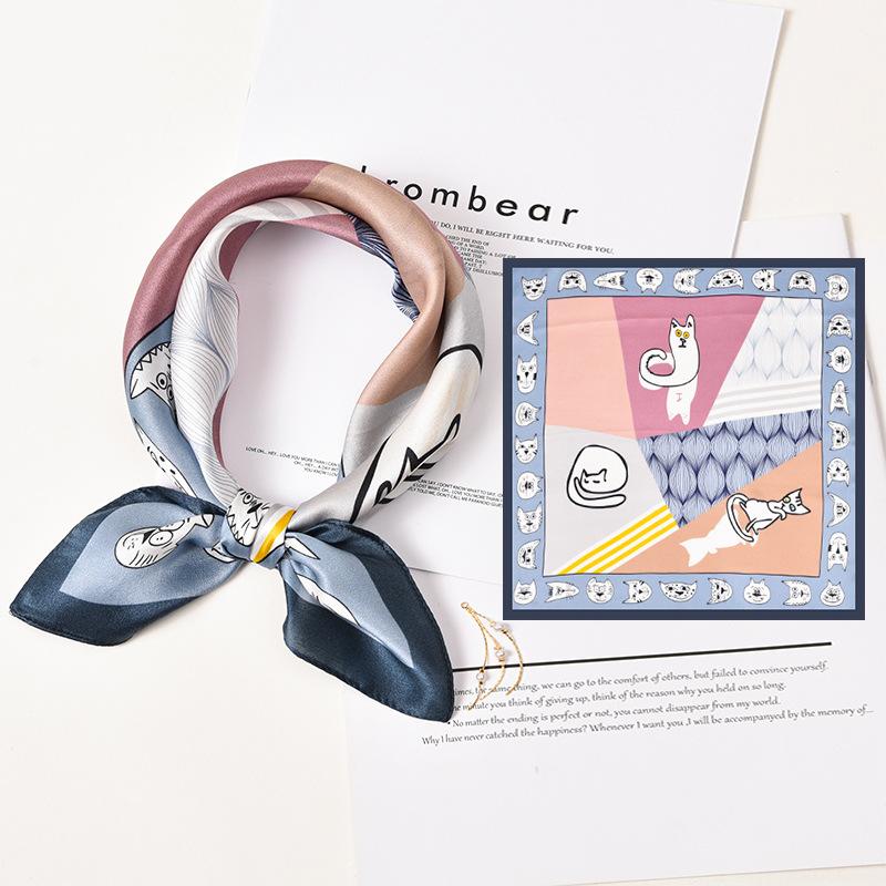 53*53cm Moteskjerf dame simulert silke firkantskjerf pannebånd