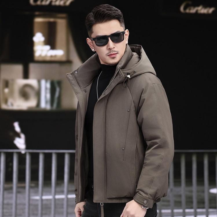 Men's Trendy Winter Commute Windproof Hooded Down Jacket - 90% Duck Down, Warm & Thickened