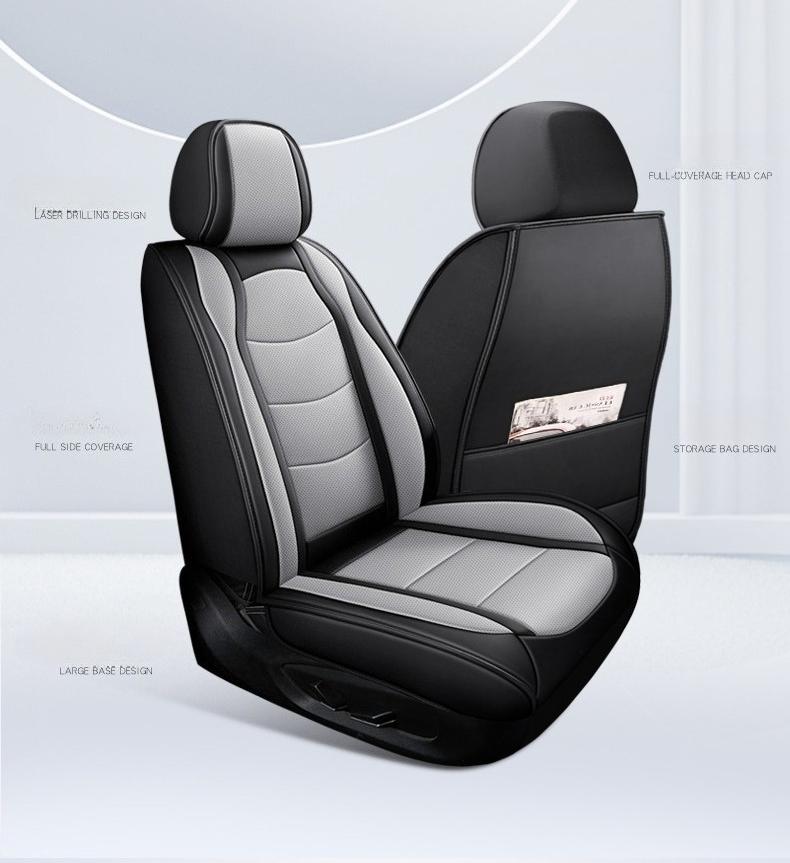 Color-Blocking Car Seat Covers - Full Coverage 5-Seater Set, Perforated PU Leather, Perfect Fit, Universal Fit for Most Cars