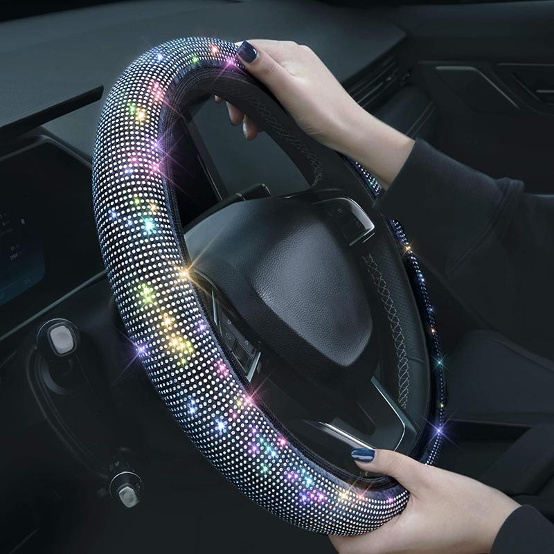 Auto-Lenkradbezug für Frauen und Mädchen, süßer Glitzer, Lenkradbezug mit Bling-Diamant-Auto-Lenkradschutz