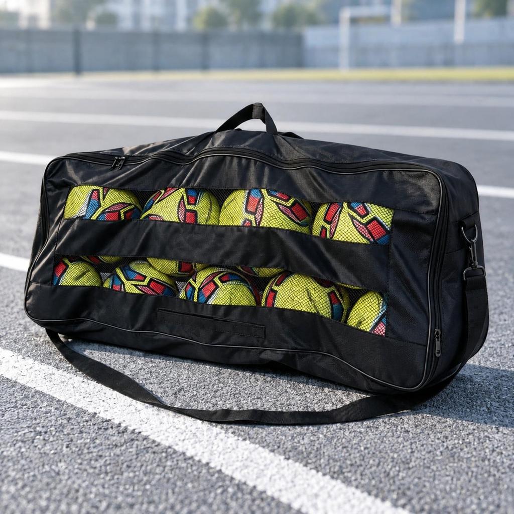Athletic Gear Bag with Mesh Windows Adjustable Sports Ball Shoulder