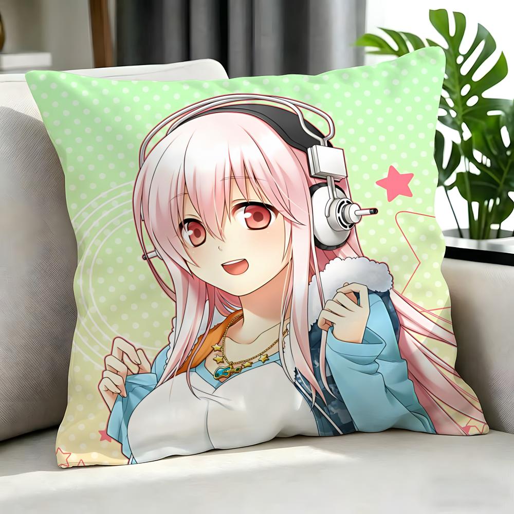 character Super Sonico Cushion Cover Cushion Cover Set Pcs x x x Pillowcase Decorative Sofa Home Decor