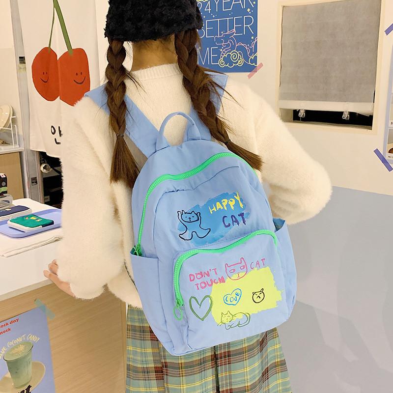 Cute Cake Birthday Puppy Cat Letter Cartoon Graffiti Student Backpack For Teen