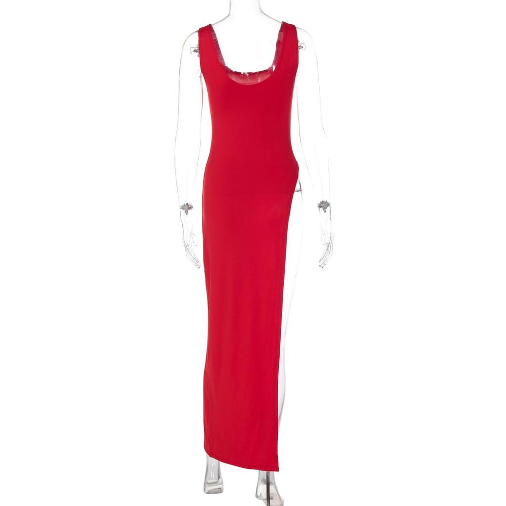 Women's 2025 Summer Fashion: Street Style Slit Shoulder Strap Camisole Long Vest