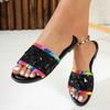 Fashion 2025 Summer Open Toe Women's Round Toe Slipper Outdoor Daily Sandals Women with Mixed Colors Bling Plus Size Low Heel Slippers