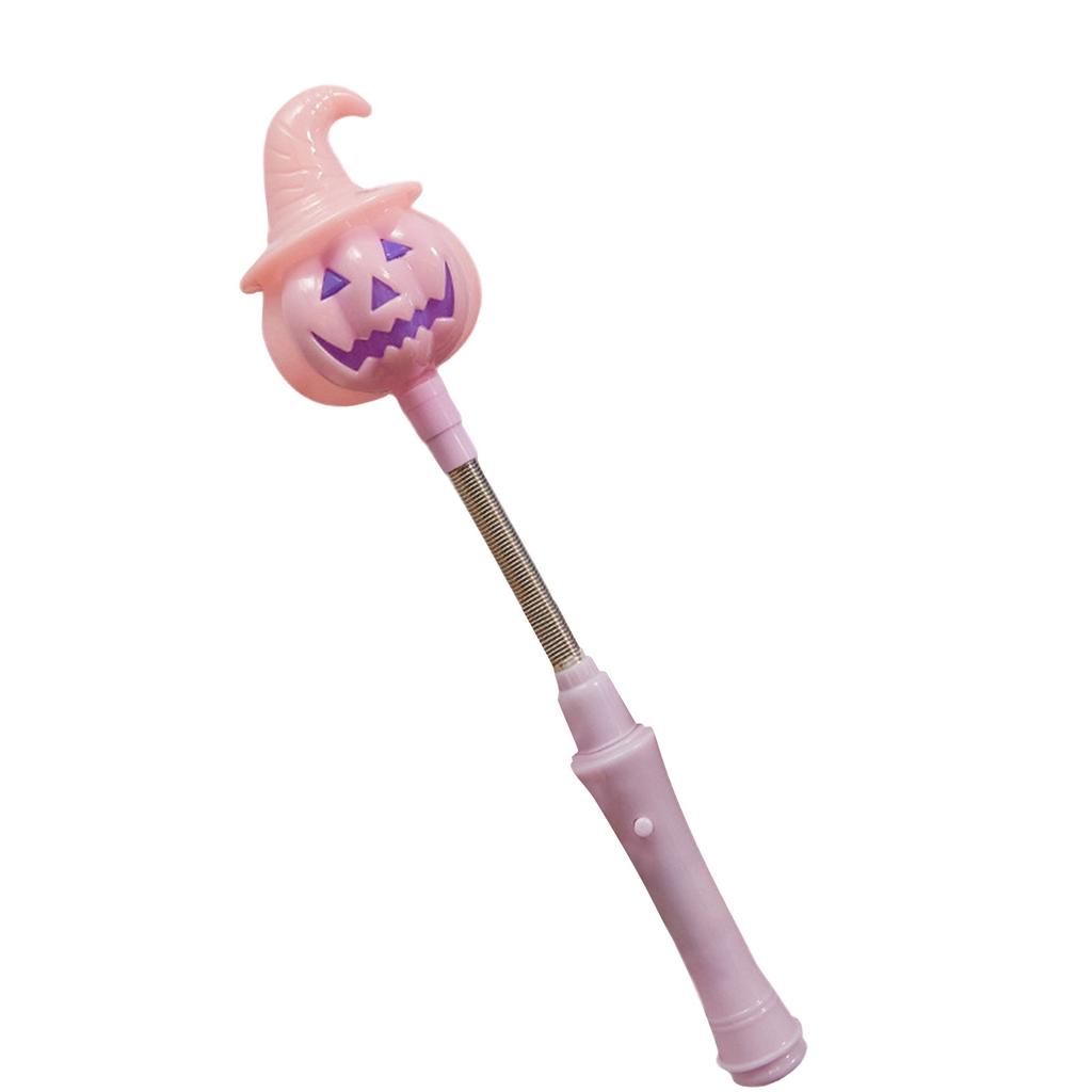 Halloween LED Glow Wands - Pumpkin & Light-Up Stick  Flexible Spring, Built-in Batteries, Party Favors/Decor
