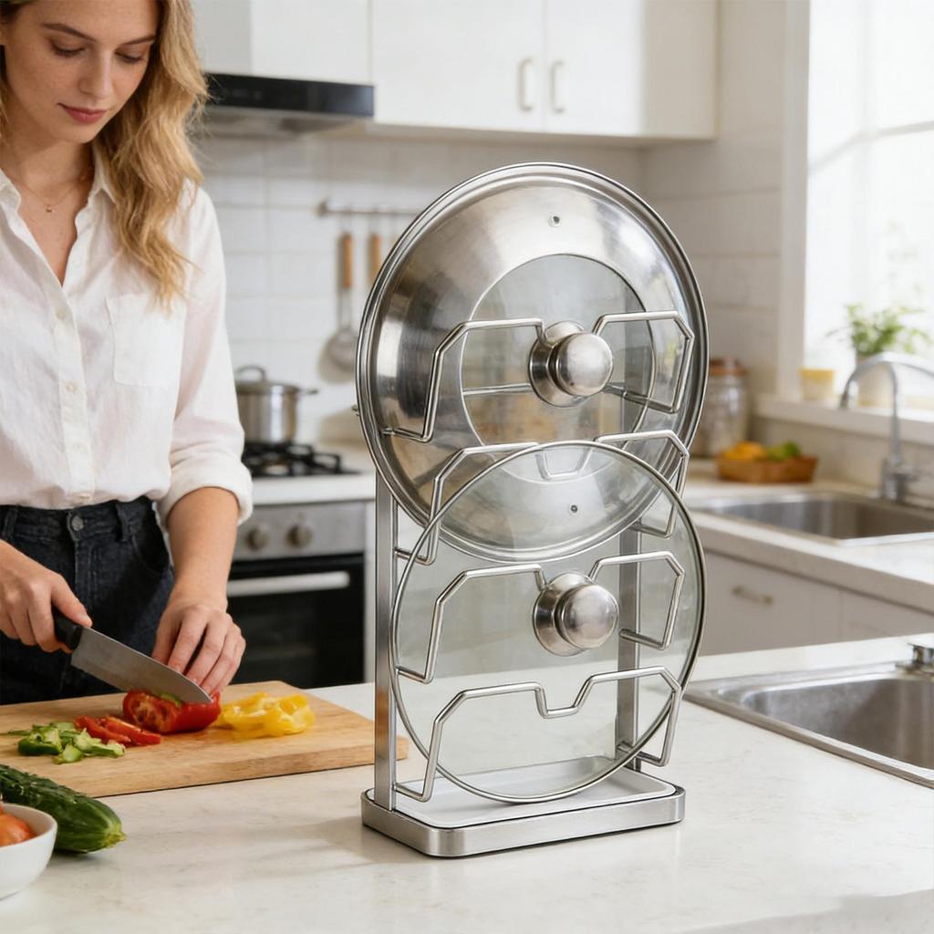 Pot Lid Organizer Pan Lid Holder Space Saving Pot Top Rack For Kitchen Countertop Dining Restaurant Cabinet Sink Pantry Home
