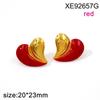 18K Gold Plated Titanium Steel Heart Stud Earrings - Color Block Design, Light Luxury Women's Jewelry.