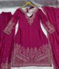 Women Designer Chinon Silk Sharara Salwar Suit Indian Bollywood Salwar Kameez Palazzo Set