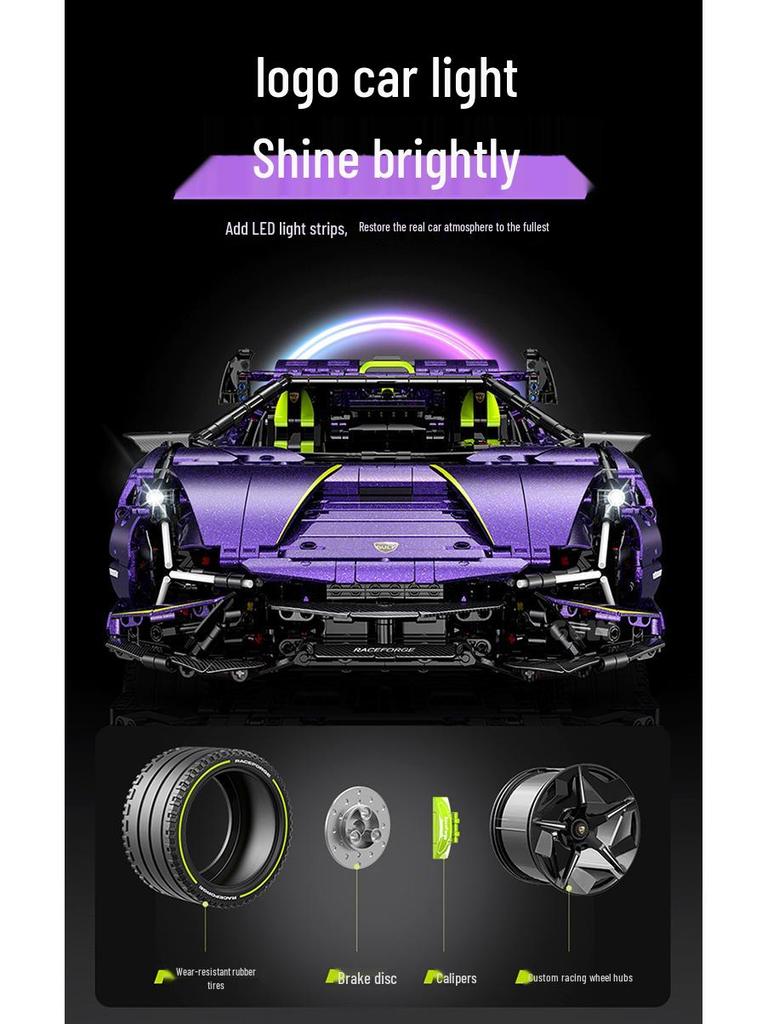 Guli 10635 Supercar Series 1:8 Remote Control Lambo Lightning Building Block Model