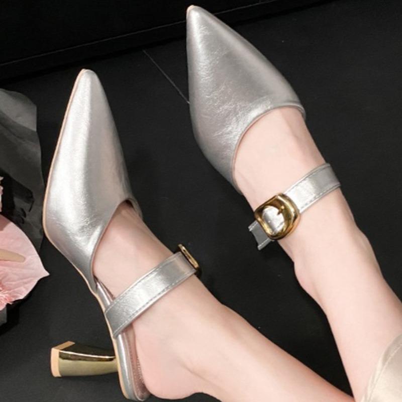 Women Slippers 2025 Summer Sexy Pointed Toe High Heels New Brand Designer Elegant Slip-On Party Dress Women Sandals Zapatos