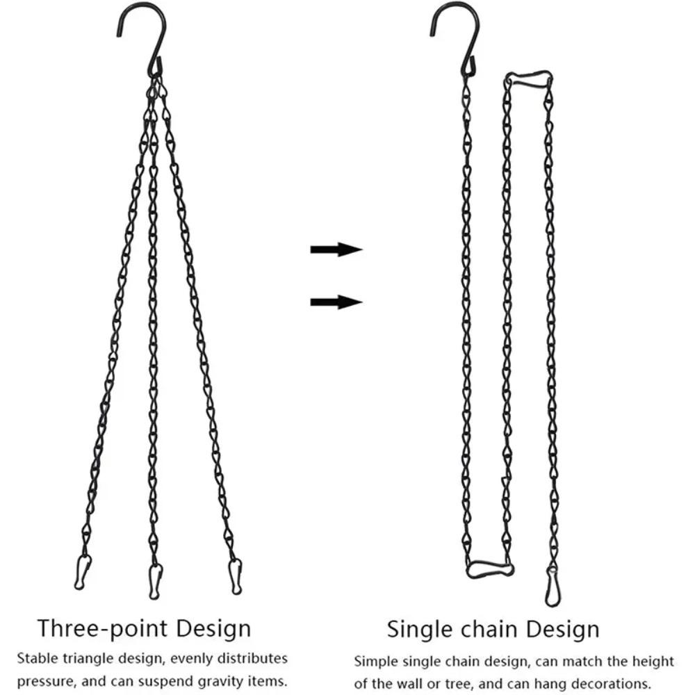 1pc 40cm Garden Basket Hanging Metal Chains Flower Planter Pots Holder 3/4 Point Plant Hanger Home Garden Tools