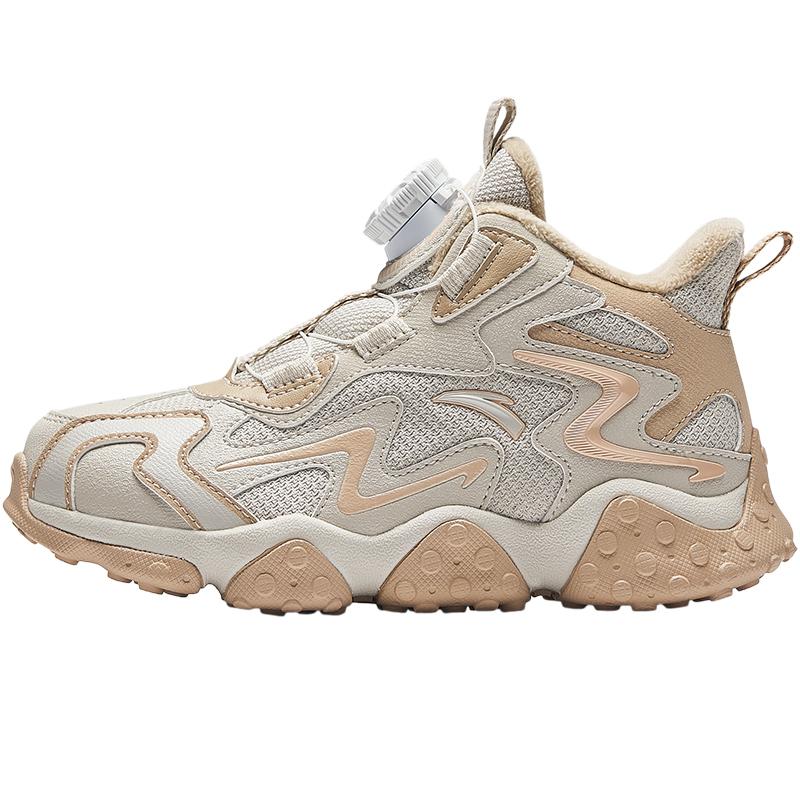 Anta Trendy Fashion Thickened Warm Non-Slip Durable Mid-Top Casual Shoes Kids Sneakers Gray Brown A22449941-4