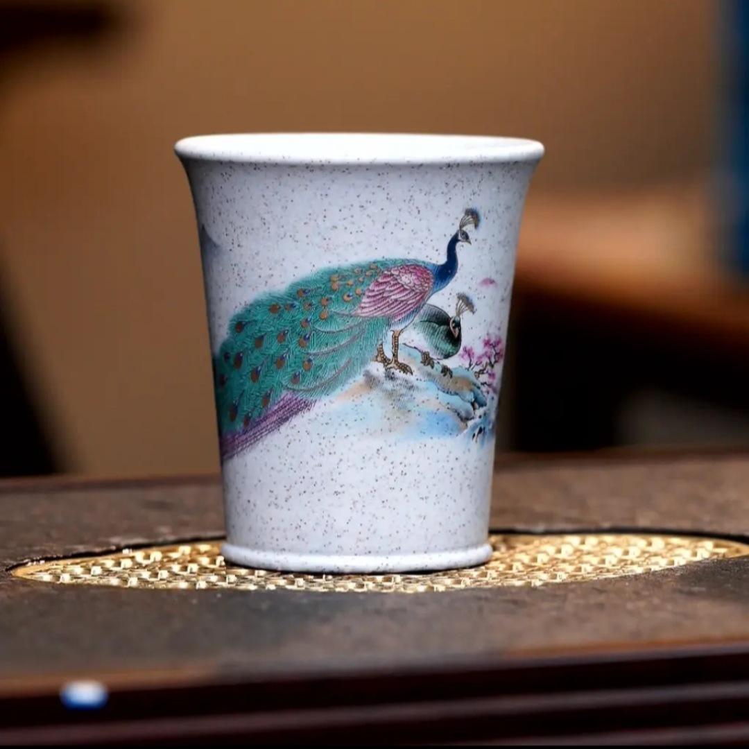 100ml Yixing Purple Clay Peacock Teacup Zen Tea Bowl Tea Cup Set Tea-tasting Meditation Cup Chazhan Master Cups Tea Ceremony