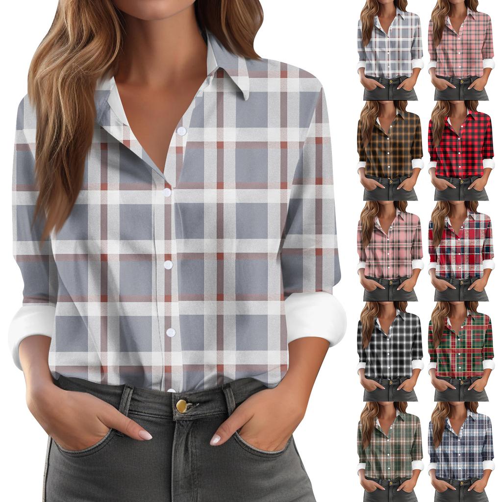 Women's Shirt Blouse  Print Button Long Sleeve Casual Basic Shirt Collar Regular Top