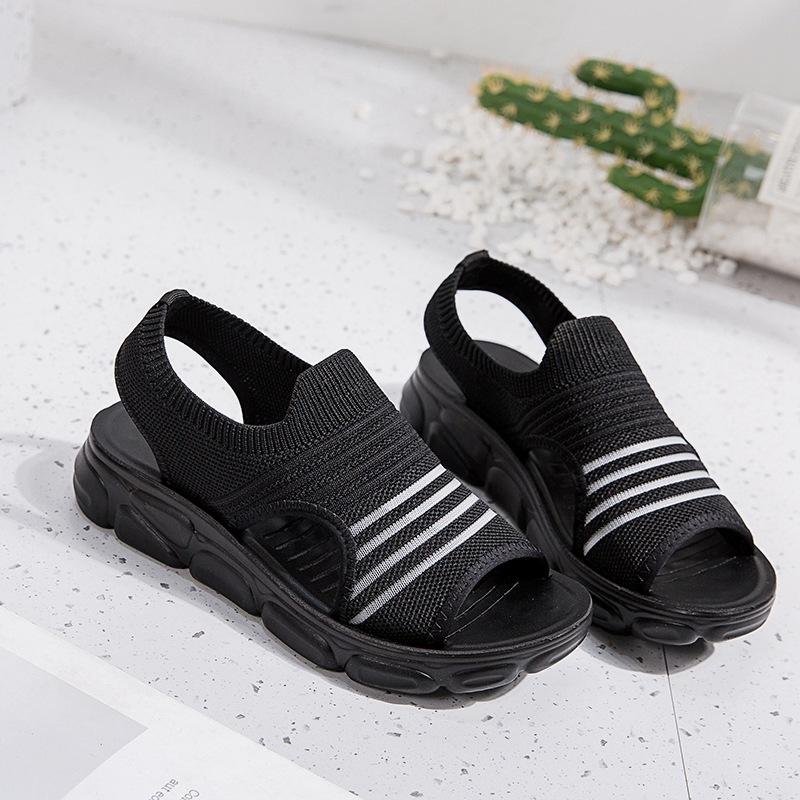 

Летние женские повседневные сандалии с сеткой, женская обувь на танкетке, уличная обувь на мелкой платформе, женская легкая удобная обувь без шнуровки, большие размеры 37