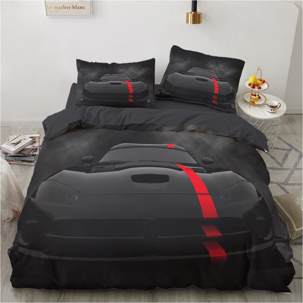 3D Sports Car Bedding Set for Boys Teens Room Soft Down Duvet Cover AU140 * 210 Full Size Bed Cover Motorcycle Print Quilt Cover