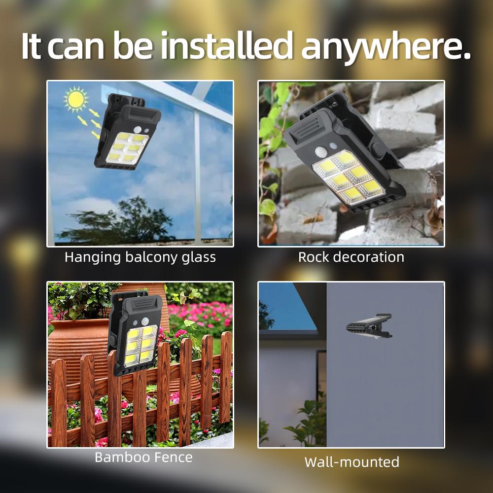 Outdoor Solar Motion Sensor Light High-Brightness LED Bulbs Clip-On/Wall-Mount Dual-Use Ideal for Courtyards and Gardens