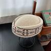 Elegant Fair Isle Pattern Pillbox Hat Jacquard Fedora Hat Fashion Knitted Beret Hat  Performances