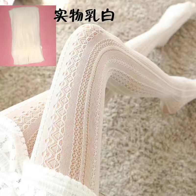 Lolita Beige Lace Pantyhose New Lolita Fashion Lace Pantyhose Japanese JK Cute Hollow Socks Breathable Adult Stockings