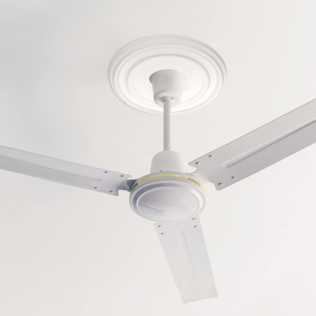 Cunno 2 Pieces Lighting PU Ceiling Medallion Ceiling Fan Cover Plate Medallion for Home Light Fixtures Trim, 12 Inch Od x 3.5 Inch ID(White)