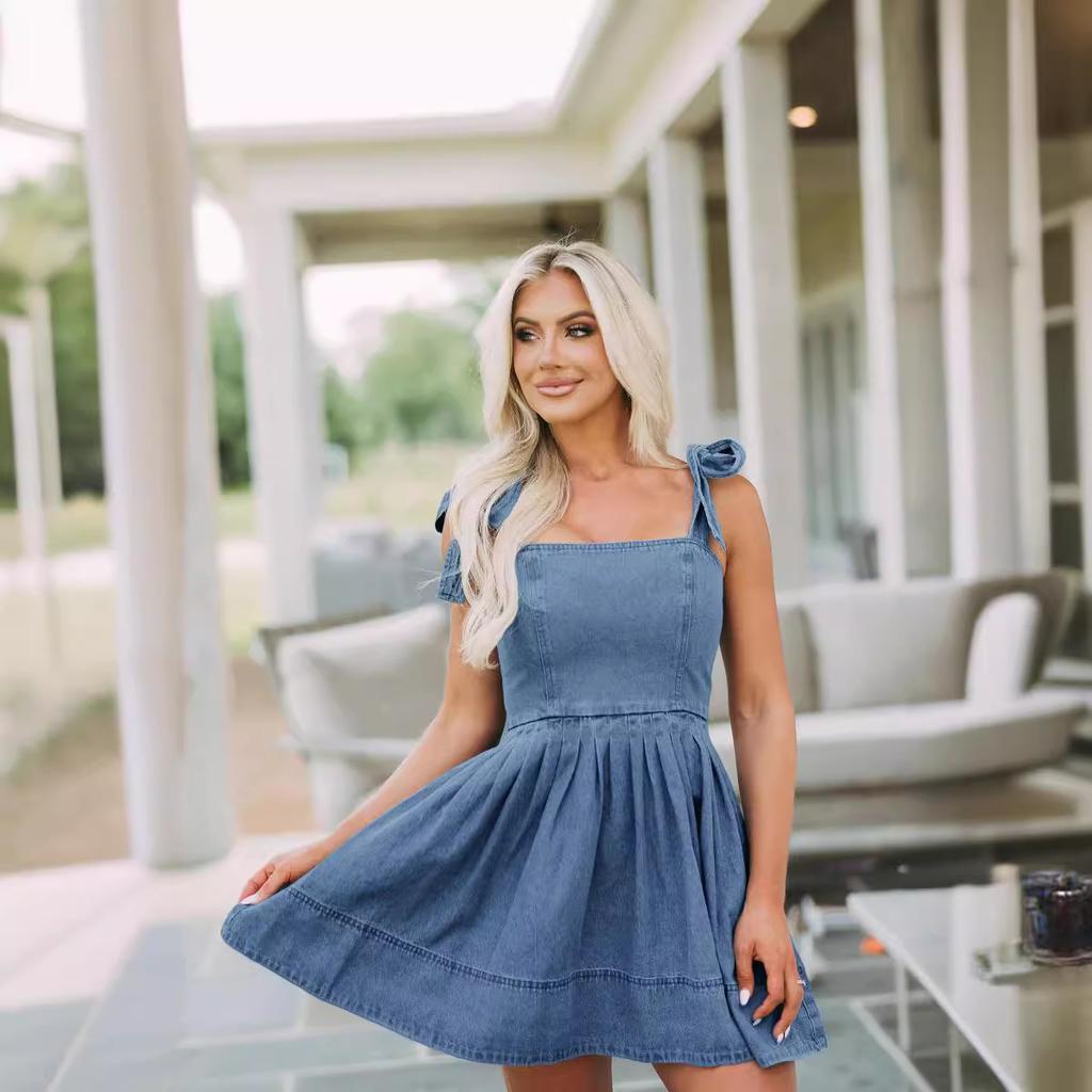 IHUASU Spring Summer Chic Commuter Halter Cowboy Dress