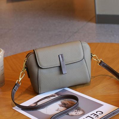 Spring and Summer New Leather Women's Bag First-layer Cowhide Shoulder Bag Versatile Contrasting Color Portable Messenger Shell Bag