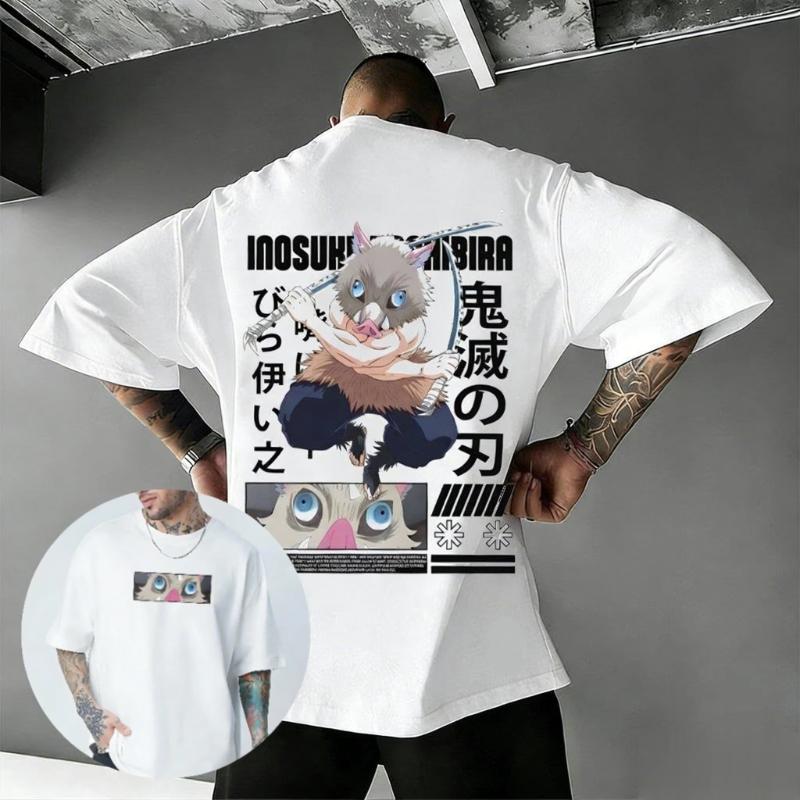 Anime Graphic T Shirt Men Women Demon Slayer Inosuke Print Streetwear Cotton Short Sleeve Tee Casual Top 2026 Summer Y2k Clothes