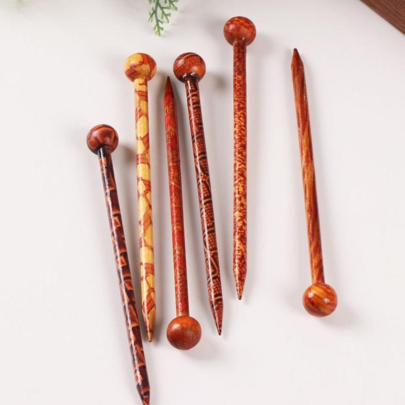 12Pieces Natural Wood Hair Sticks with Ethnic Design Random Color Hairpin for Daily Styling Easy to Use Buns Holder
