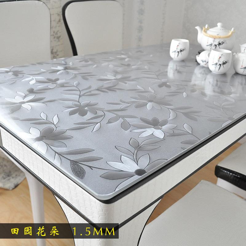Thickened Tablecloth Waterproof, Oil-Proof And Anti-Scalding Leave-In Pvc Coffee Table Tablecloth Dining Table Mat Frosted Crystal Plate Soft Glass