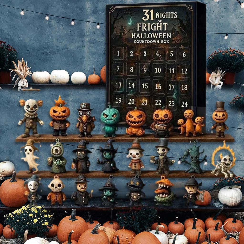 31 Nights Of Fright  Halloween Countdown Box With Figurines, Halloween Advent Calendar  Gift Box, Scary Doll Collectible Horror Figures, Hanging
