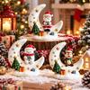 Reindeer Christmas Night Light Moon Shape Xmas Atmosphere Ornaments Cute LED Desk Light  Desktop