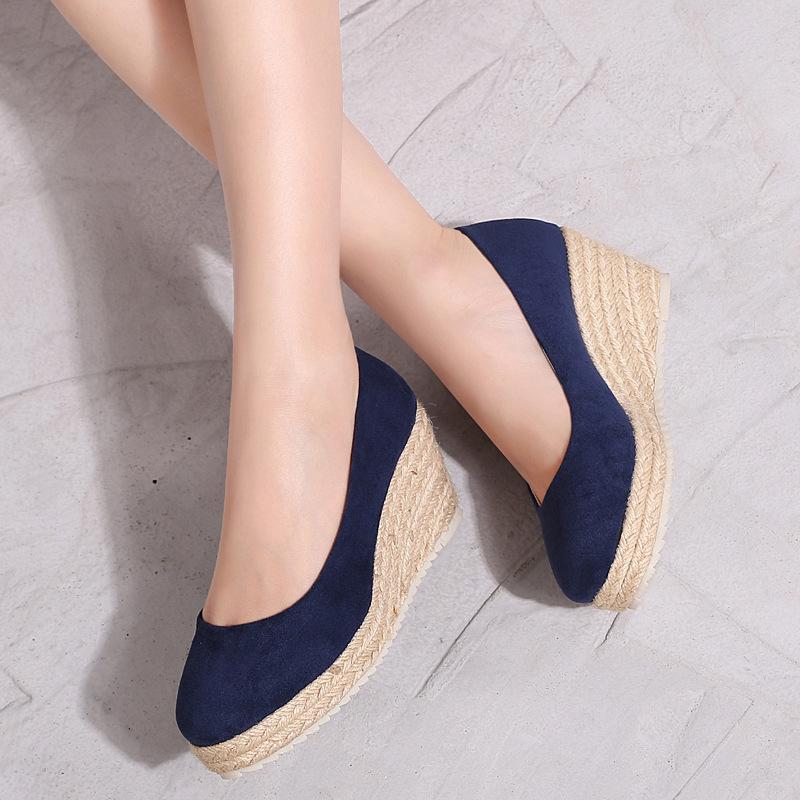 2026 Princess Kate's Same Suede Wedge Single Shoes Women Shallow Mouth Espadrilles Spring&Autumn Sandals High Heels Ladies Shoes