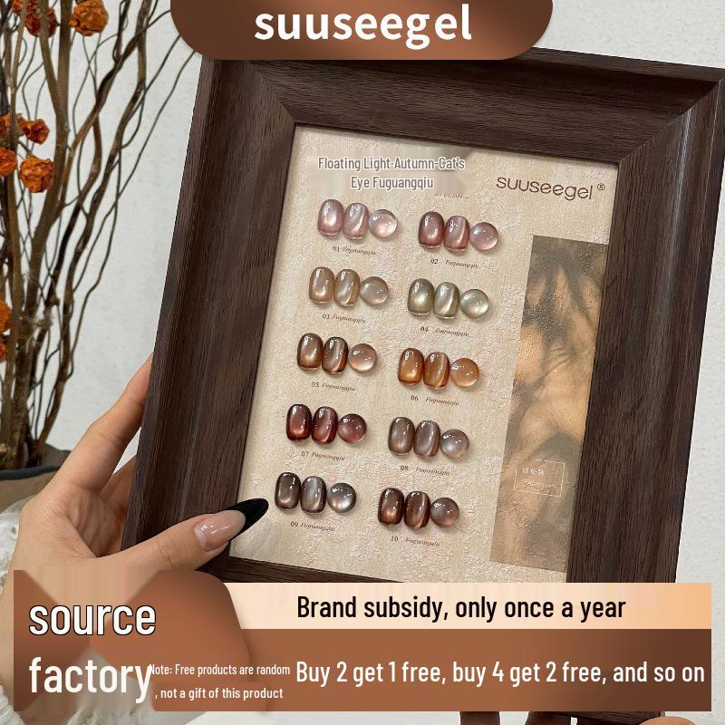 

10-Color Iridescent Autumn Caramel & Chestnut Cat Eye Gel Polish Set for Nail Salons