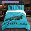 Set Biancheria da Letto in Microfibra con Fantasia Philadelphia Eagles 3 Pezzi Decorativo Copripiumino per Camera da Letto Uso Domestico