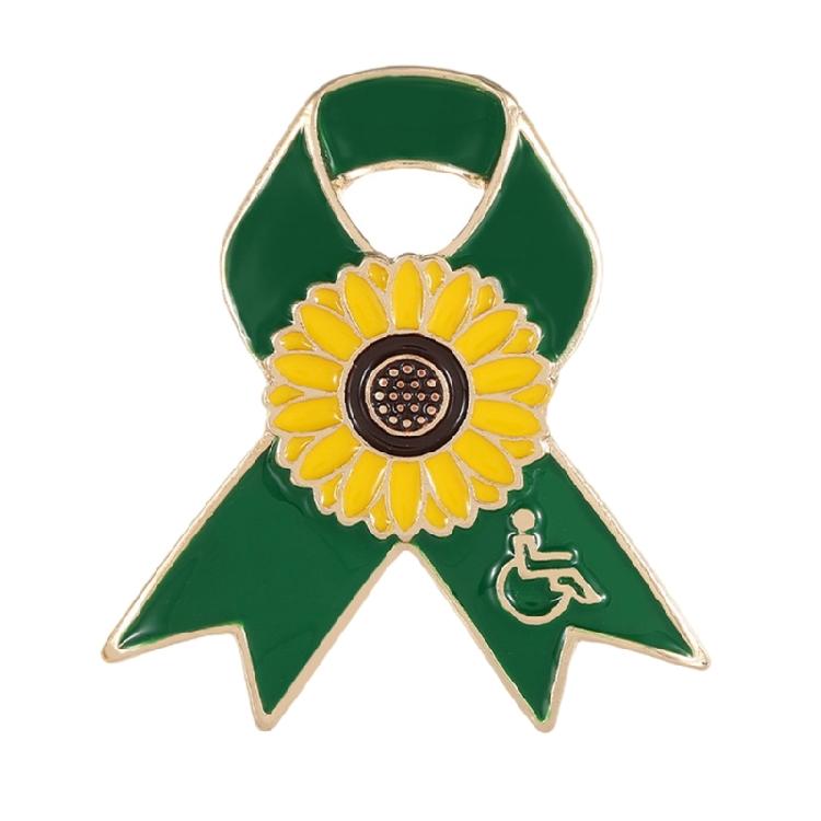 Sunflower Ribbon Brooch Metal Badge Pin for Charity Event Participants and Fashion Lover of All Ages Clothing Decors